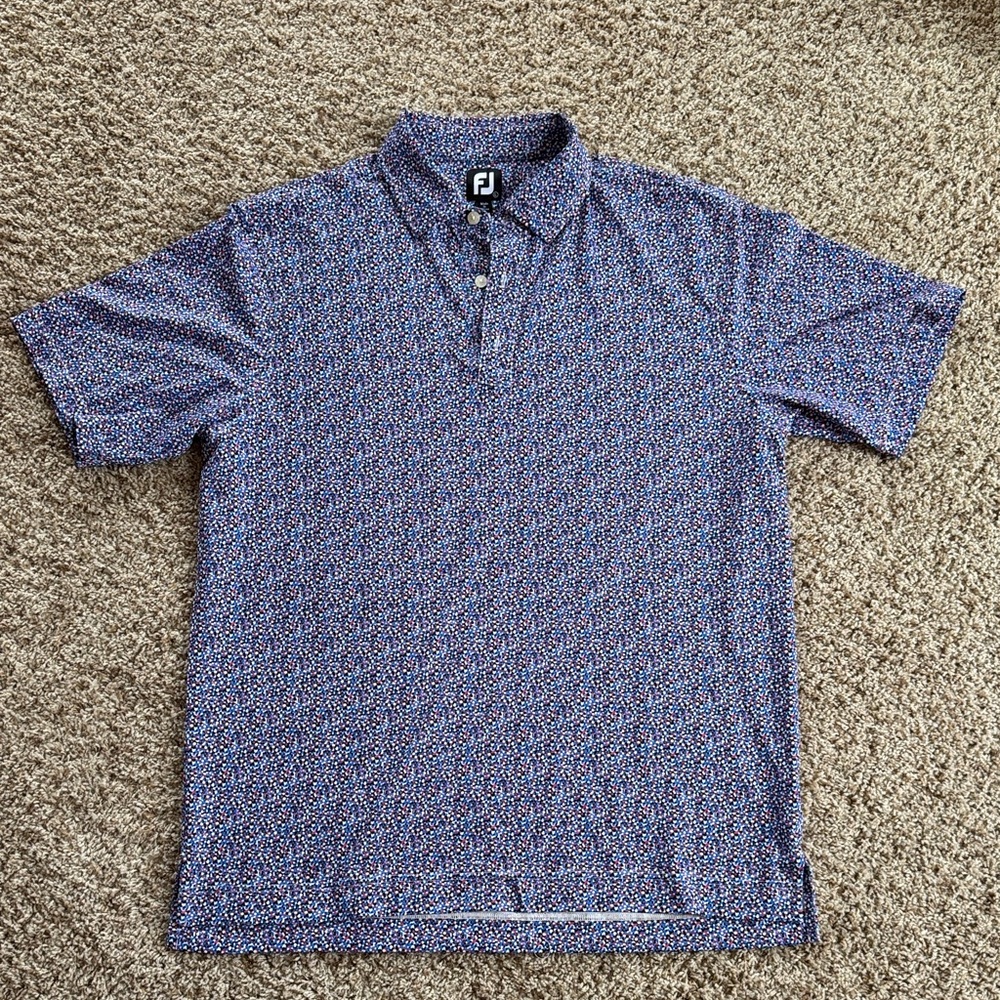 FootJoy Blue and Red Patterned Polo Golf Shirt
